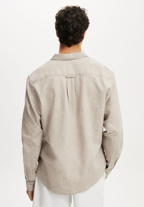Cotton On - Luca Long Sleeve Shirt - Textured Oatmeal