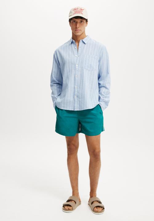 Cotton On - Luca Long Sleeve Shirt - Blue Stripe