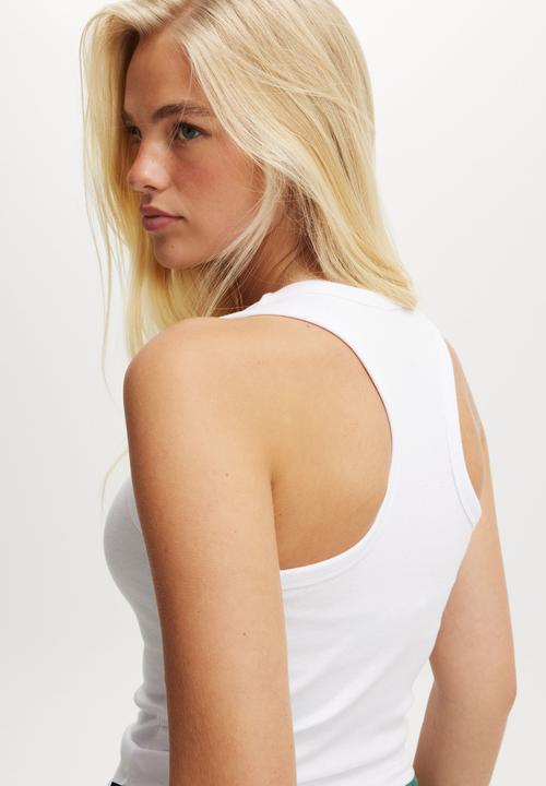 Cotton On - Active Core Rib Racer Tank - White