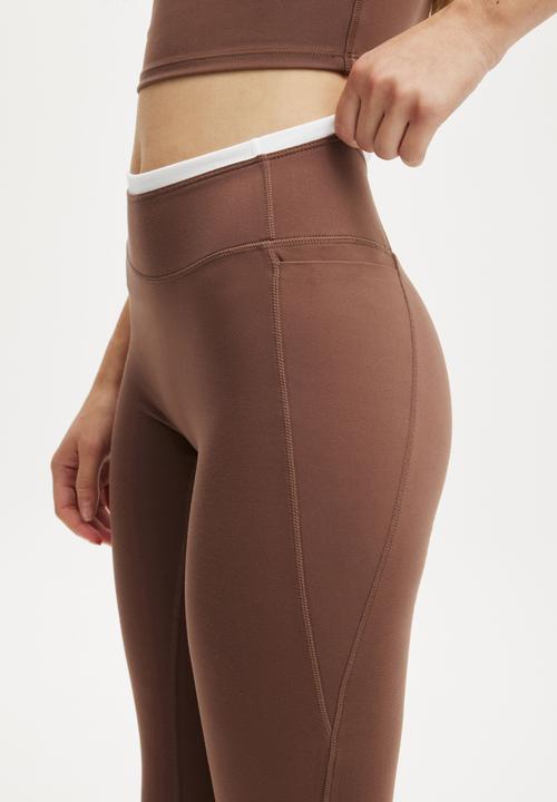 Cotton On - Ultra Soft Side Pocket Full Length Tight - Deep Taupe/Tipping