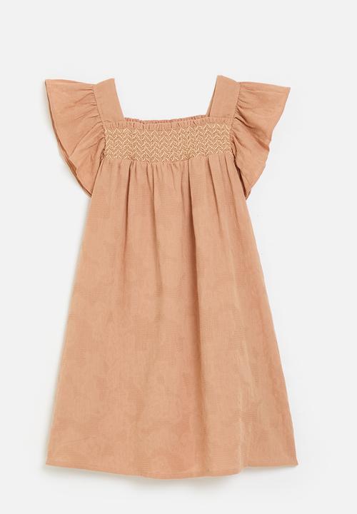 Pop Candy - Frilled sleeved dress - burnt orange