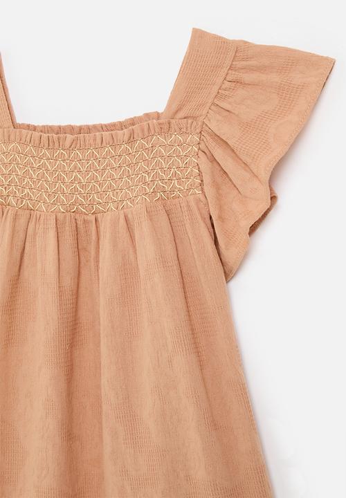 Pop Candy - Frilled sleeved dress - burnt orange
