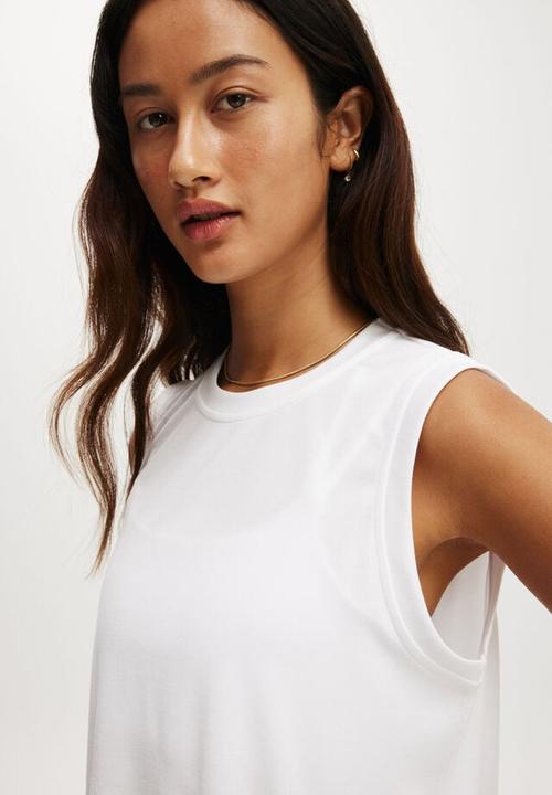Cotton On - Active Rib Muscle Tank - White