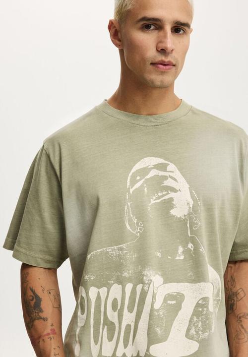 Cotton On - Cropped Fit Music T-Shirt - Lcn Bra Moss Stone