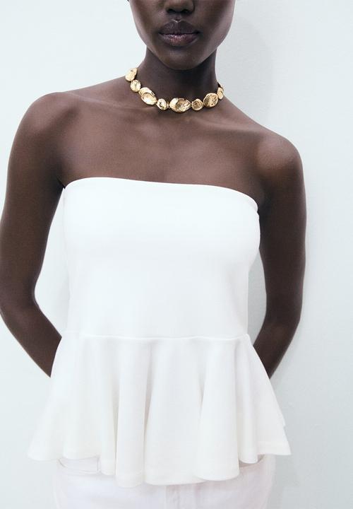 MANGO - Top Peplum - White
