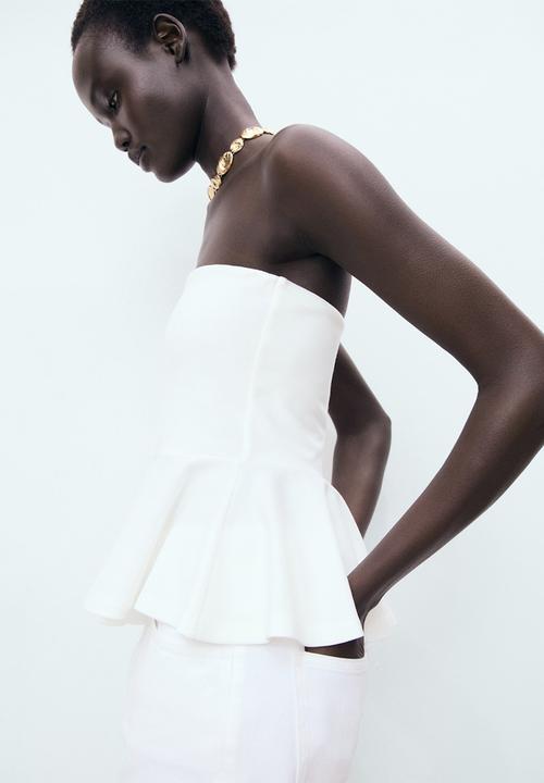 MANGO - Top Peplum - White