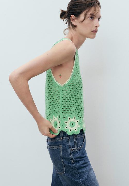 MANGO - Top Fleur - Light/Pastel Green