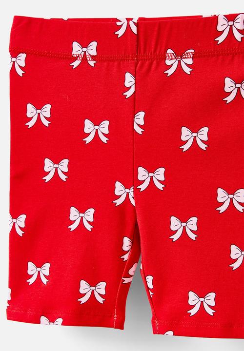 Cotton On - Hailey bike short - varsity red/bows