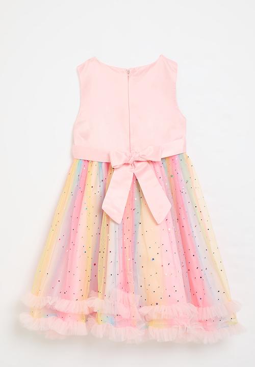 Pop Candy - Heart applique bodice dress with celestial tulle skirt - multi