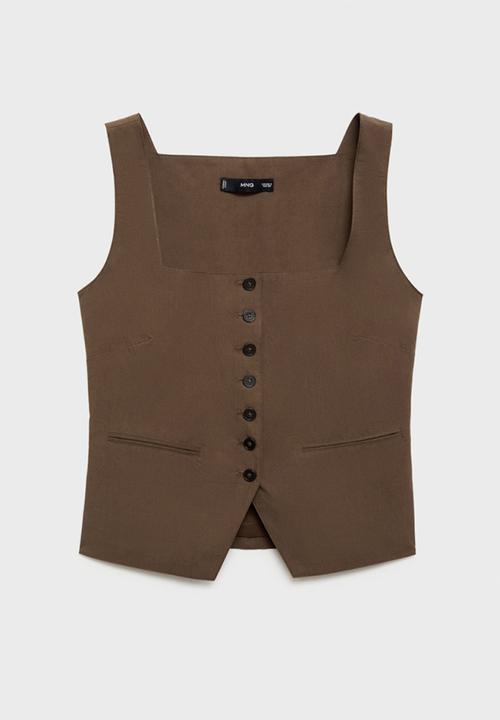 MANGO - Vest Huga - Brown