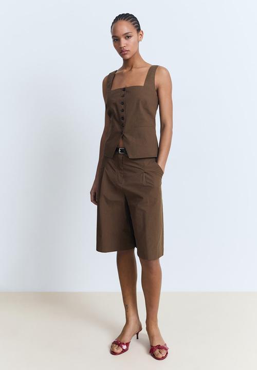 MANGO - Vest Huga - Brown