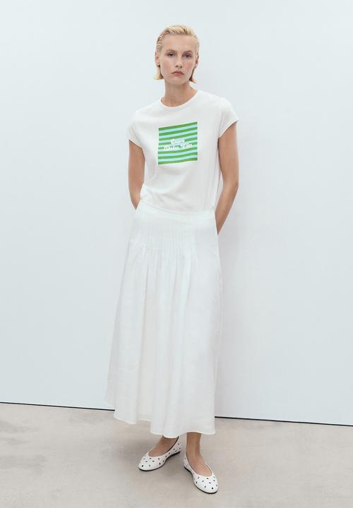 MANGO - T-Shirt Illustra - White/Pastel Green