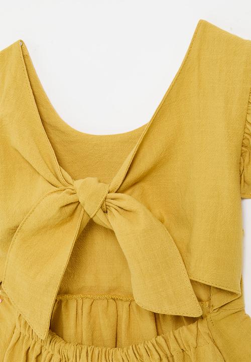 Pop Candy - Frilled sleeve dress - mustard 