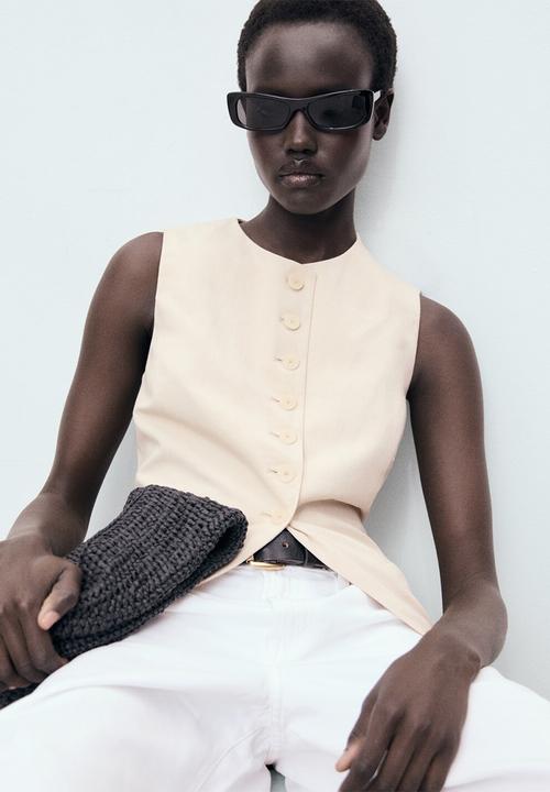 MANGO - Vest Greta - Light Beige
