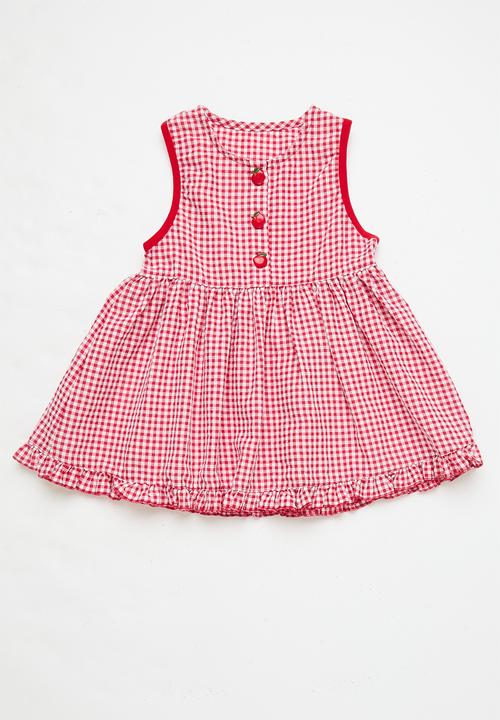 Pop Candy - Gingham dress with Cross bodybag - red & white