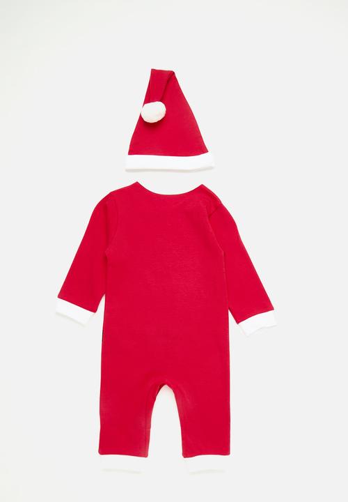 Pop Candy - Novelty santa playsuit & hat set - red/white