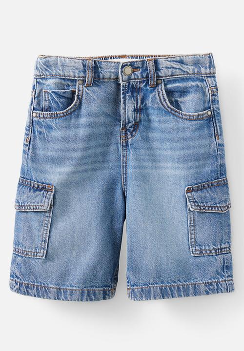Cotton On - Super baggy short - blue haven mid blue/cargo
