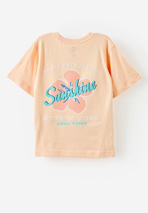 Cotton On - Jonny short sleeve graphic print tee - pale peach/sunny days always