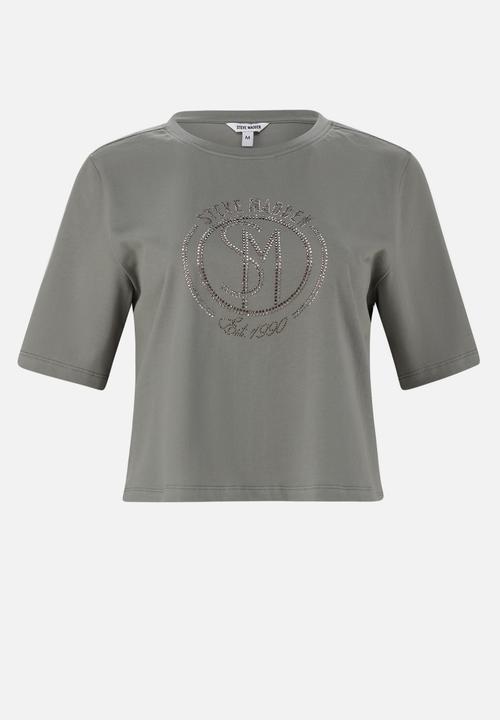 Steve Madden - Ladies Brynn Cropped Top With Poppers - Fatigue