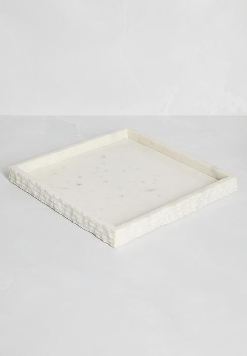 Sixth Floor - Textured sandstone marble tray - White