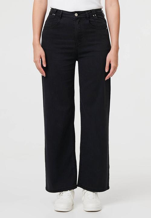 Stella Morgan - Lightweight High Waisted Wide Leg - Black
