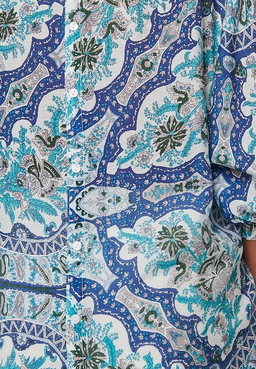 Stella Morgan - Oversized Easy Wearing Batwing Floral Print Blouse - Multi Blue