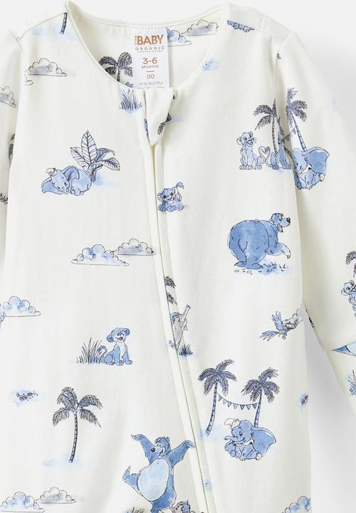 Cotton On - The long sleeve zip romper license - lcn dis vanila/dawn blue disney friends