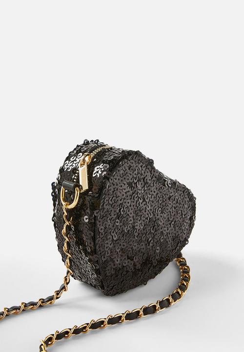 Cotton On - Sequin mini heart bag - black sequin
