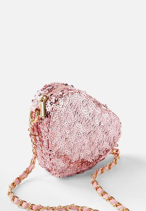 Cotton On - Sequin mini heart bag - blush pink sequin