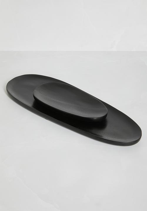 Sixth Floor - Oblong wooden platter - Black