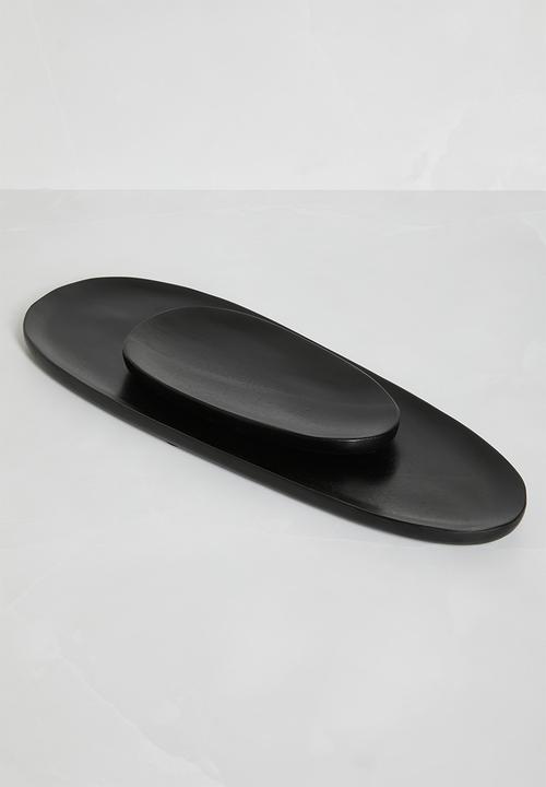 Sixth Floor - Oblong wooden platter - Black