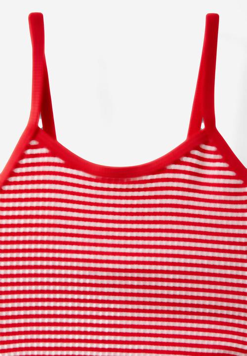 Cotton On - Tahlie tankini set - varsity red/vanilla crinkle stripe