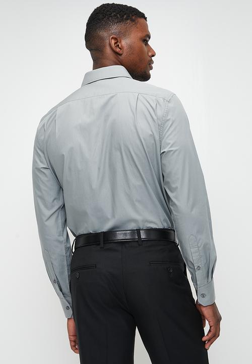 POLO - Fulu pjc poplin long sleeve shirt - grey