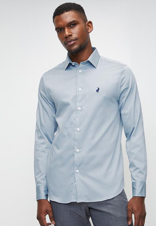 POLO - Greig essential sateen long sleeve shirt - blue
