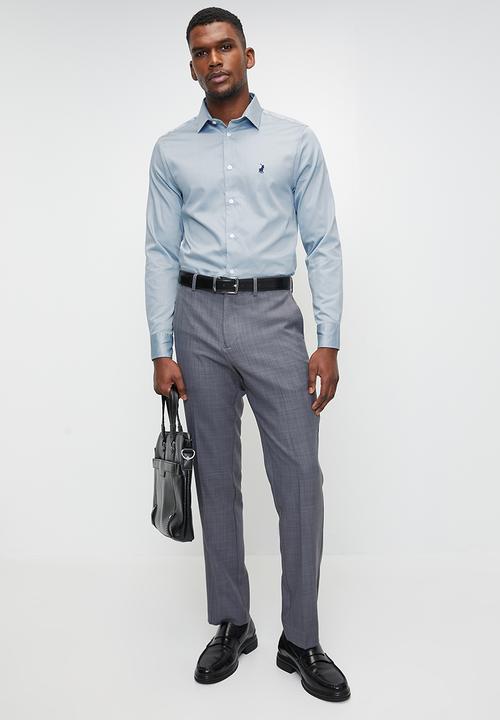 POLO - Greig essential sateen long sleeve shirt - blue