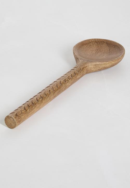 Sixth Floor - Carved wood serving spoons set of 2 - Natural