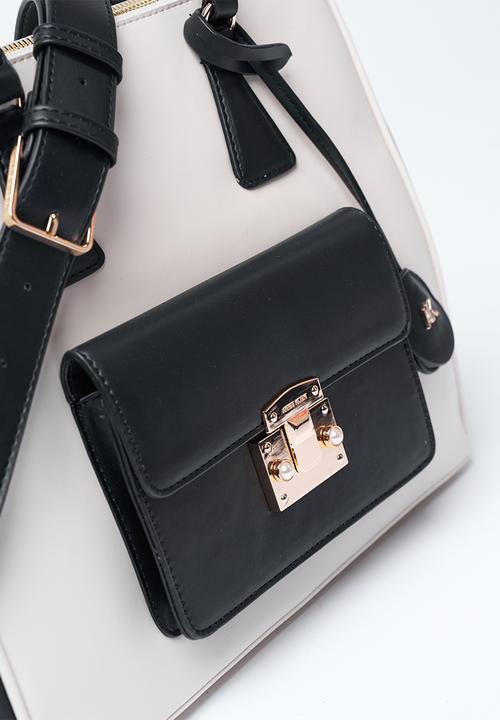 Anne Klein - Exclusive Tote With Detachable Crossbody Strap Bag-Parchment/Black