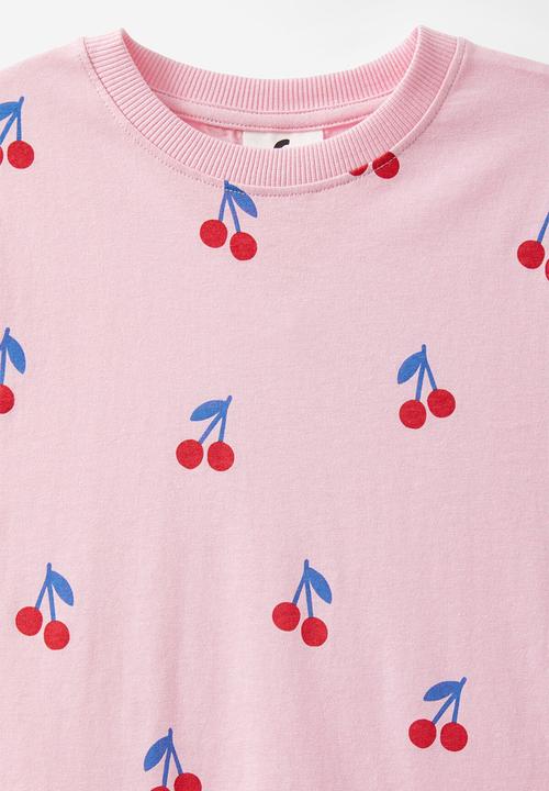 Cotton On - Willow short sleeve dress - fairy pink/cherries