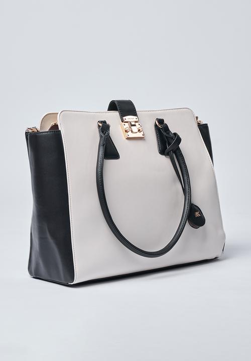 Anne Klein - Exclusive Tote With Laptop Case & Crossbody Strap Bag-Parchment/Black