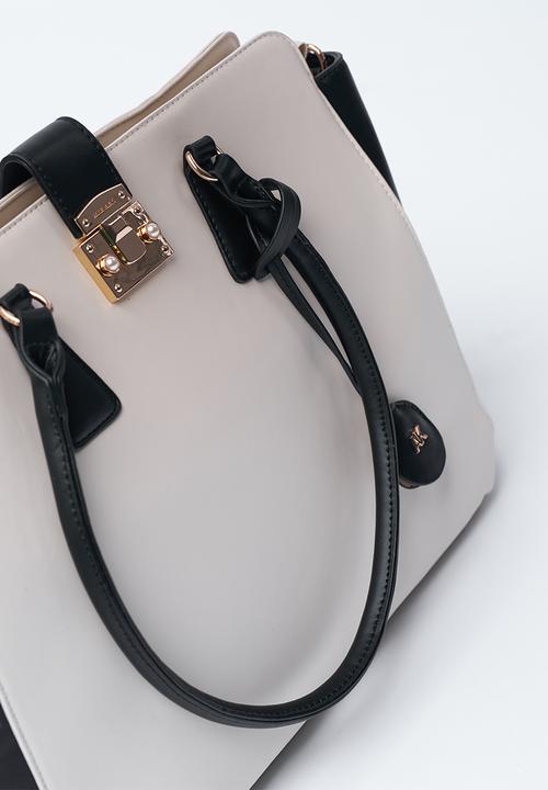 Anne Klein - Exclusive Tote With Laptop Case & Crossbody Strap Bag-Parchment/Black