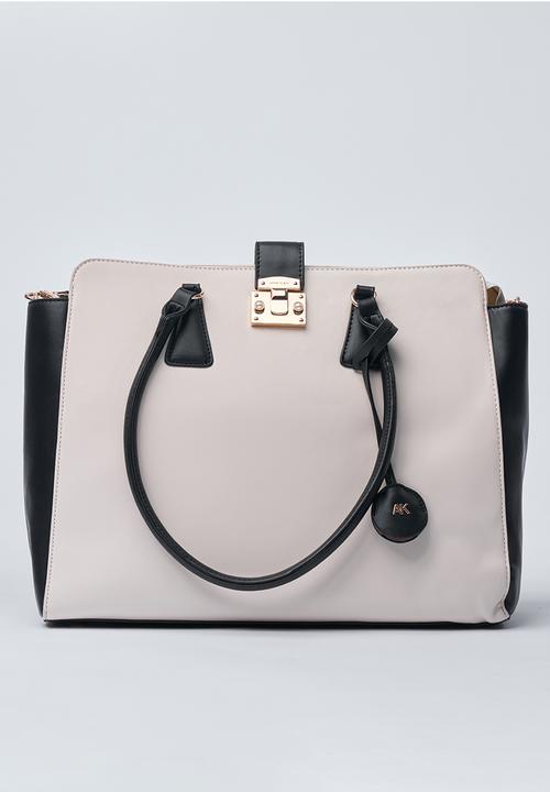Anne Klein - Exclusive Tote With Laptop Case & Crossbody Strap Bag-Parchment/Black