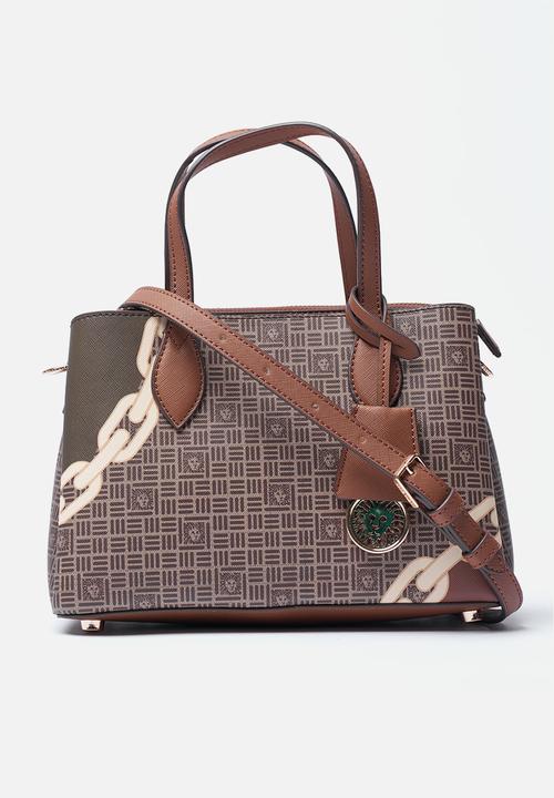 Anne Klein - Exclusive Bonded Satchel With Detachable Crossbody Strap Bag-Chestnut