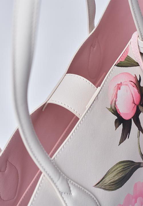 Anne Klein - Exclusive Bonded Large Tote Bag-Pink Floral/Parchment