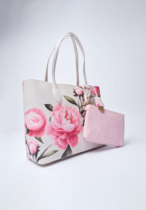 Anne Klein - Exclusive Bonded Large Tote Bag-Pink Floral/Parchment