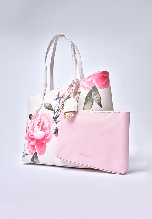 Anne Klein - Exclusive Bonded Large Tote Bag-Pink Floral/Parchment