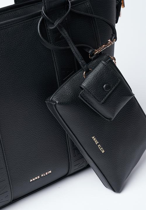 Anne Klein - Medium Tote With Debossed Handle Bag-Black