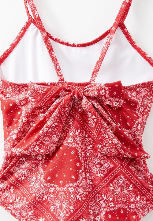 Cotton On - Renee bow one piece - varsity red/floral paisley