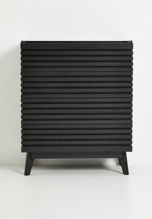 Sixth Floor - Slatted 4 Drawer Storage - Black