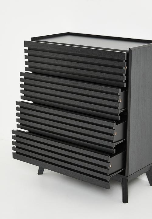 Sixth Floor - Slatted 4 Drawer Storage - Black