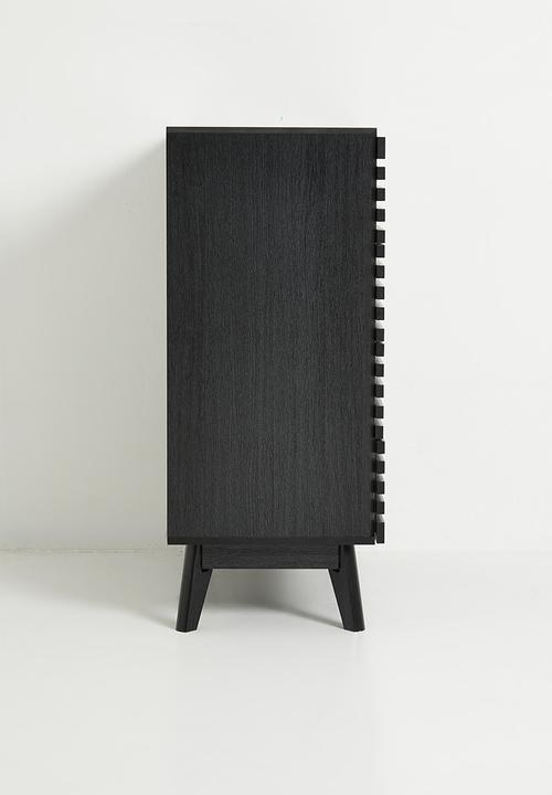 Sixth Floor - Slatted 4 Drawer Storage - Black